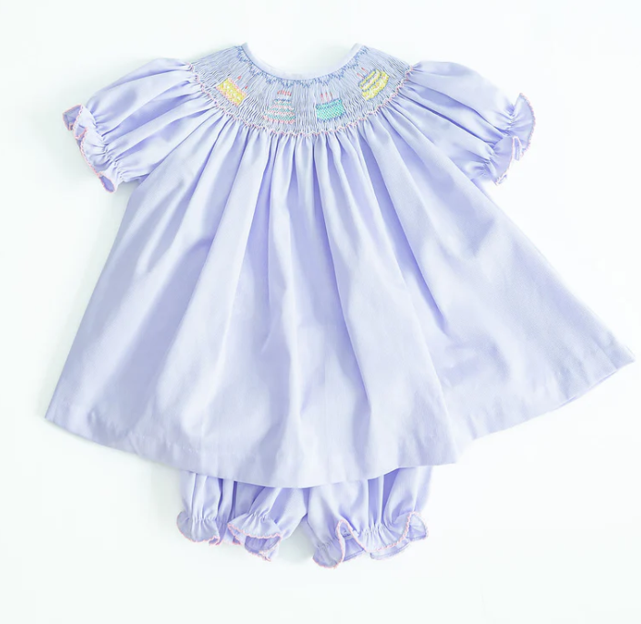 Smocked Lavender Birthday Bloomer Set - Ruth & Ralph