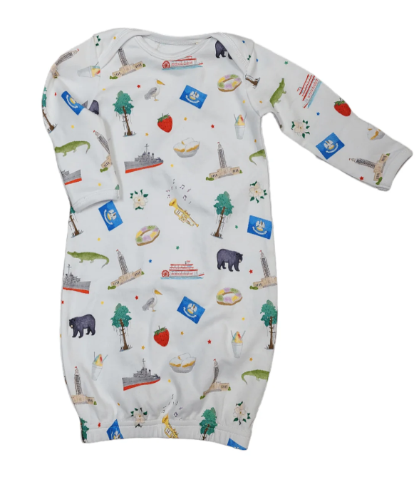 Louisiana Kids Organic Cotton Baby Gown - Nola Tawk