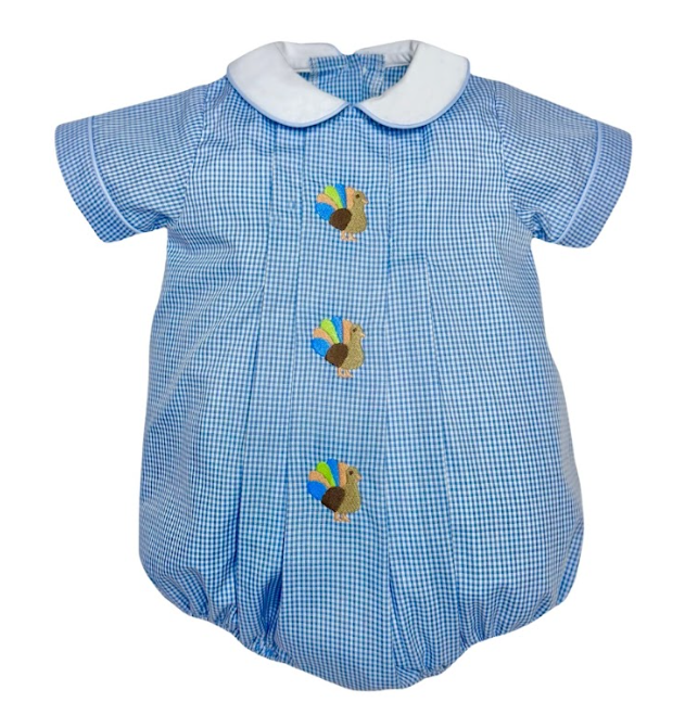 Boys Embrodiered Turkey Bubble - Zuccini Kids