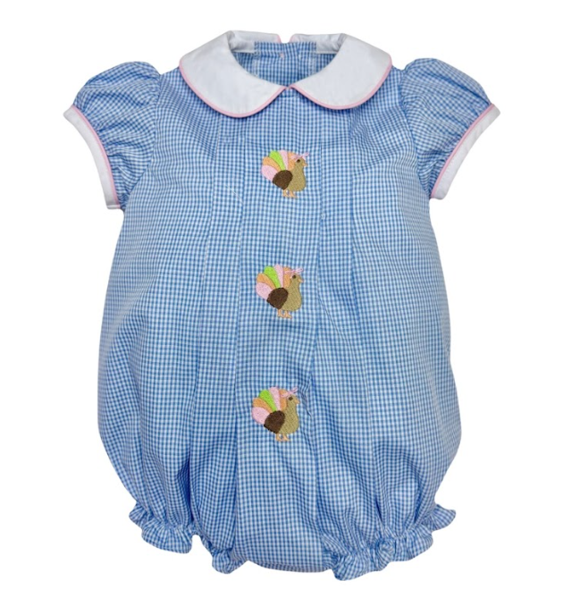 Girls Embroidered Turkey Bubble - Zuccini Kids