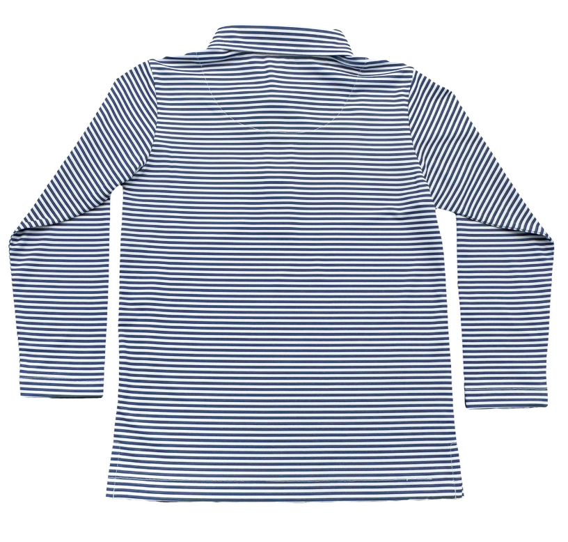 Navy Stripe Long Sleeved Performance Polo - Saltwater Boys