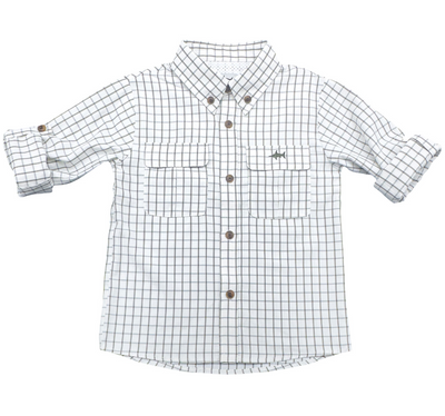 Olive & White Plaid Fishing Shirt - Saltwater Boys