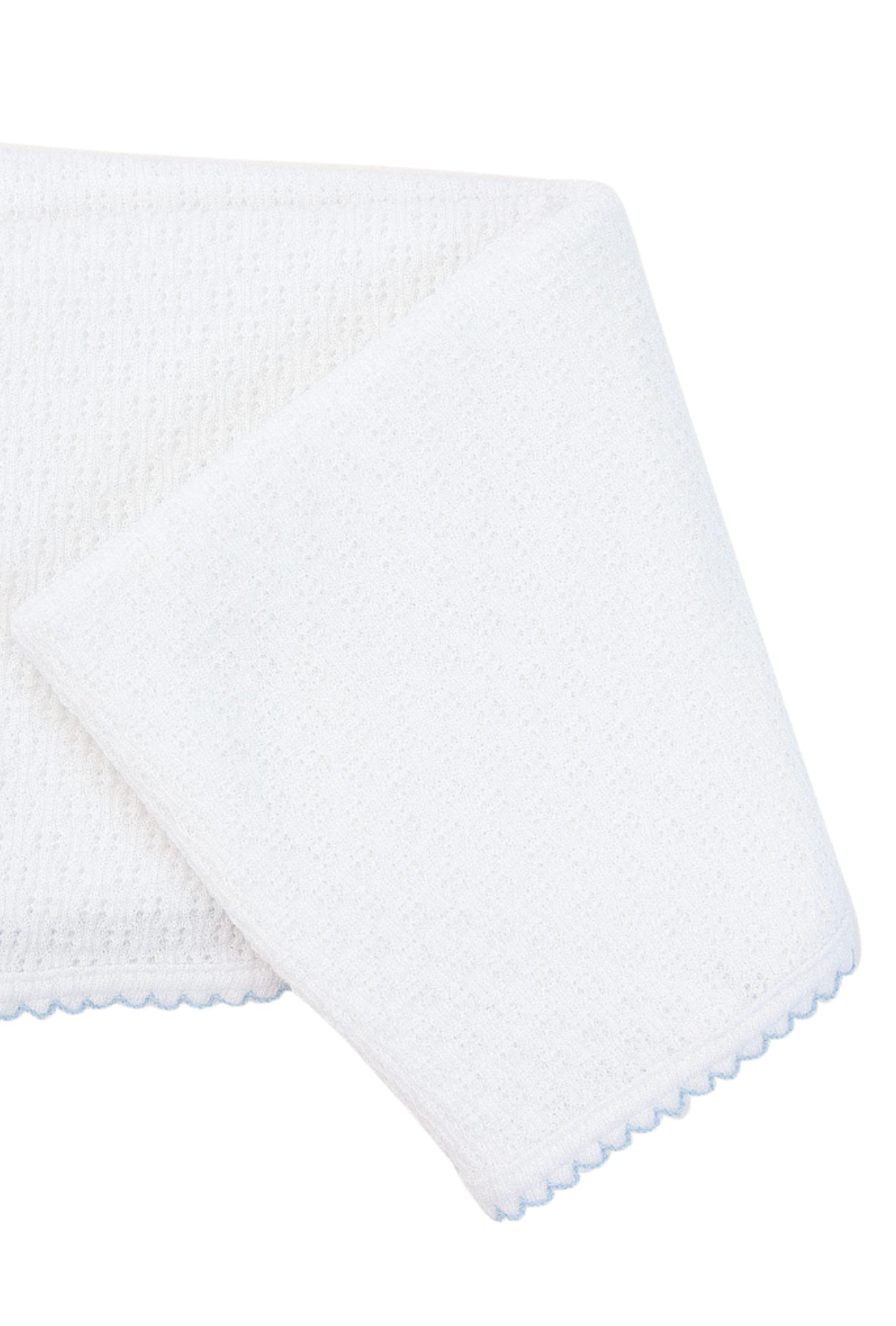 White Receiving/Swaddle Blanket, Blue Trim - Paty