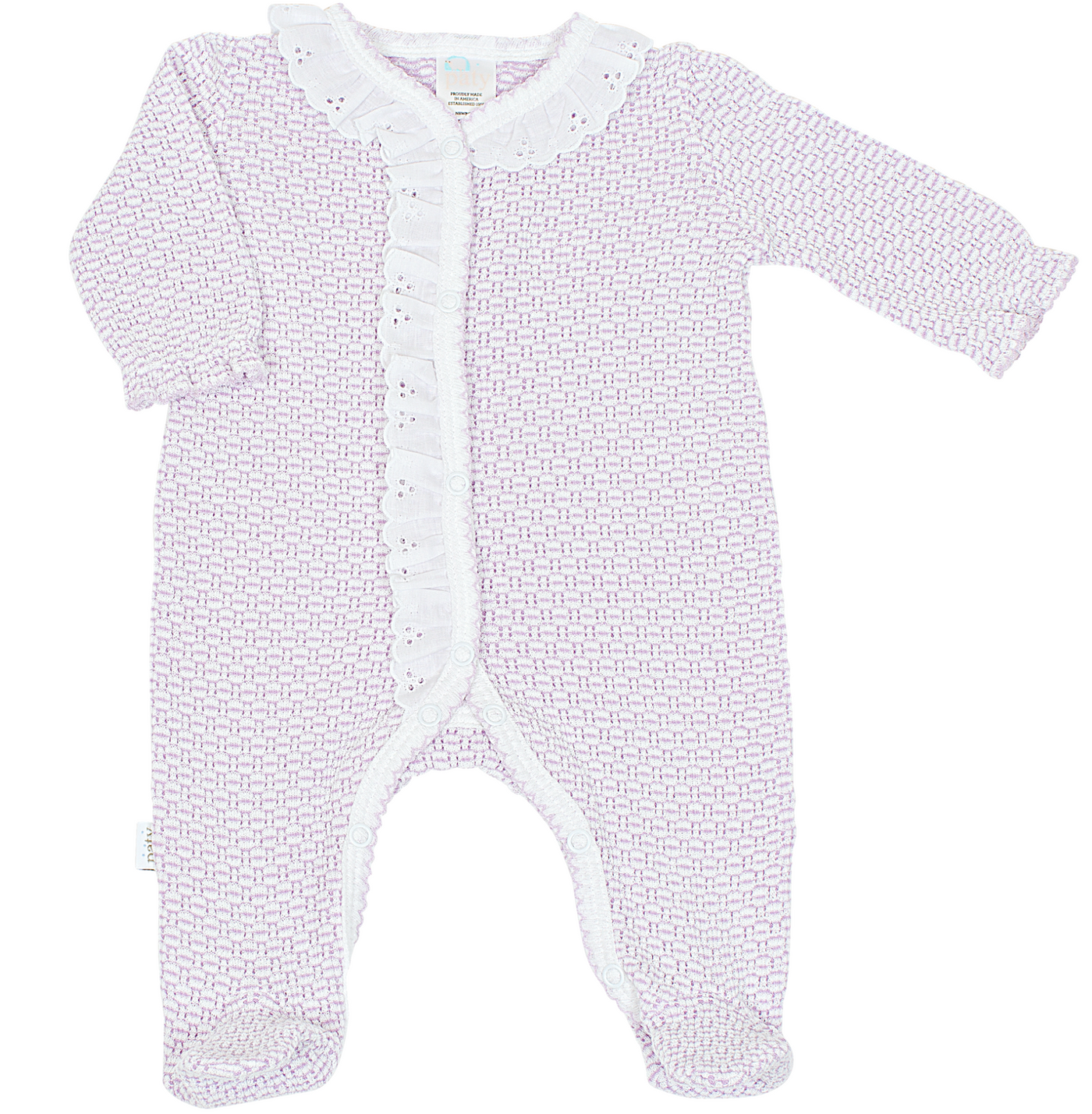 Lavender Paty Knit Footie with Eyelet