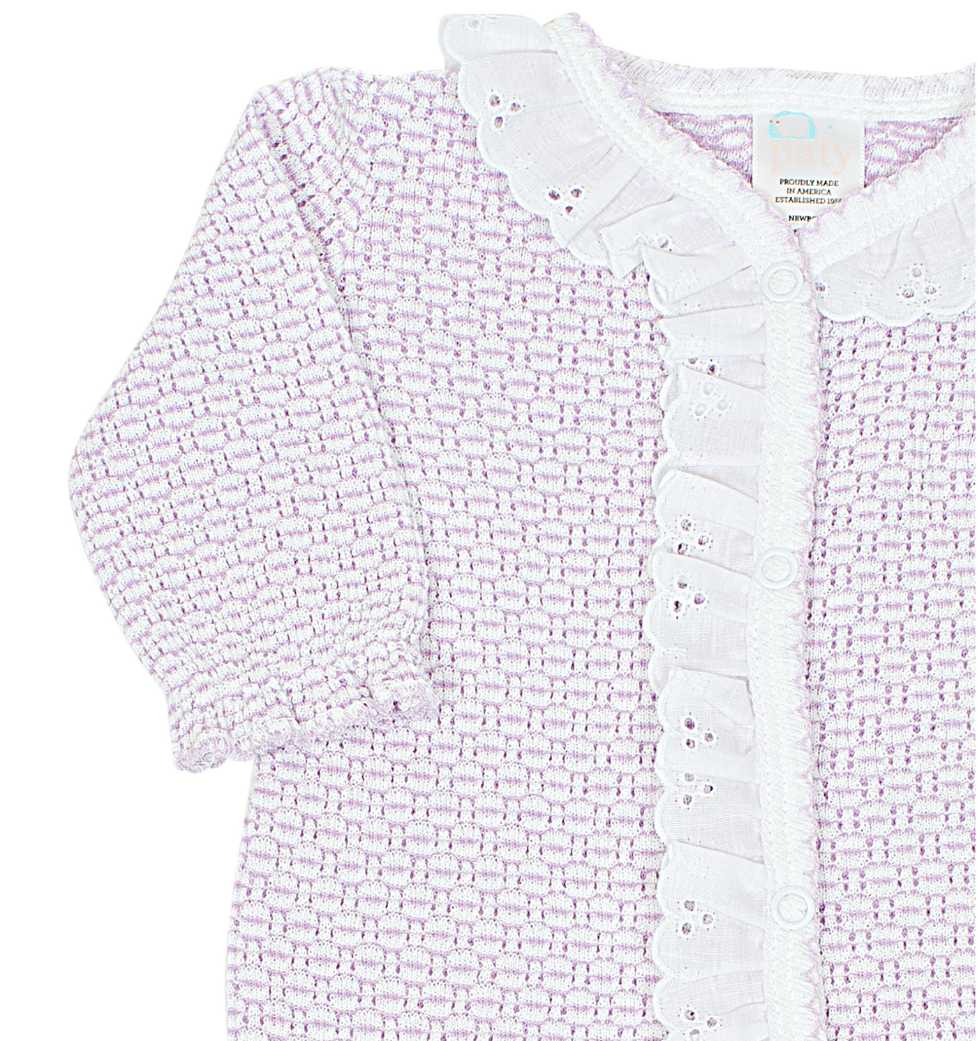 Lavender Paty Knit Footie with Eyelet