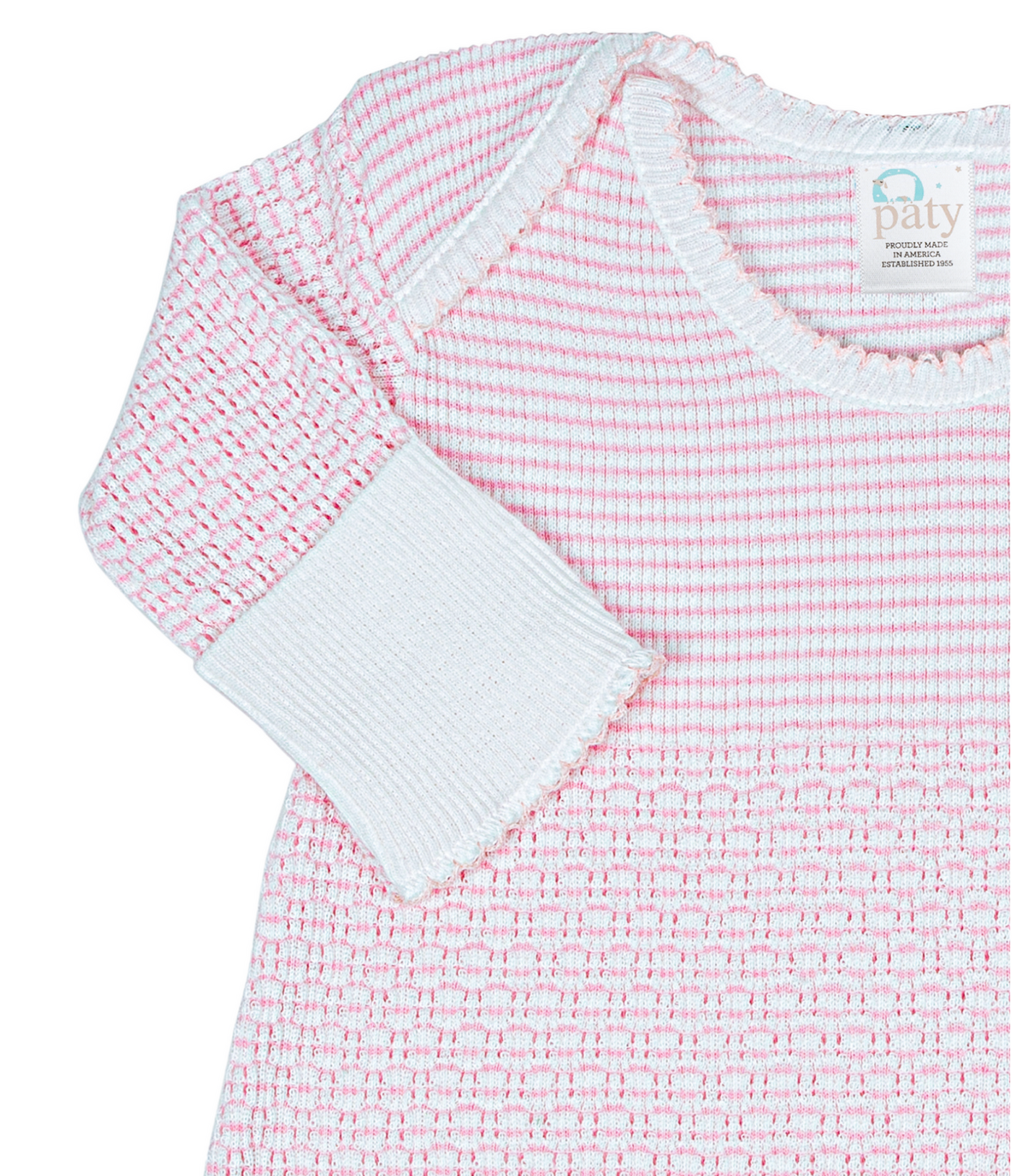 Pink Paty Knit Overlap Shoulder Gown