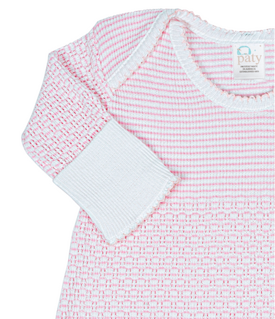 Pink Paty Knit Overlap Shoulder Gown