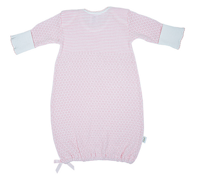 Pink Paty Knit Overlap Shoulder Gown