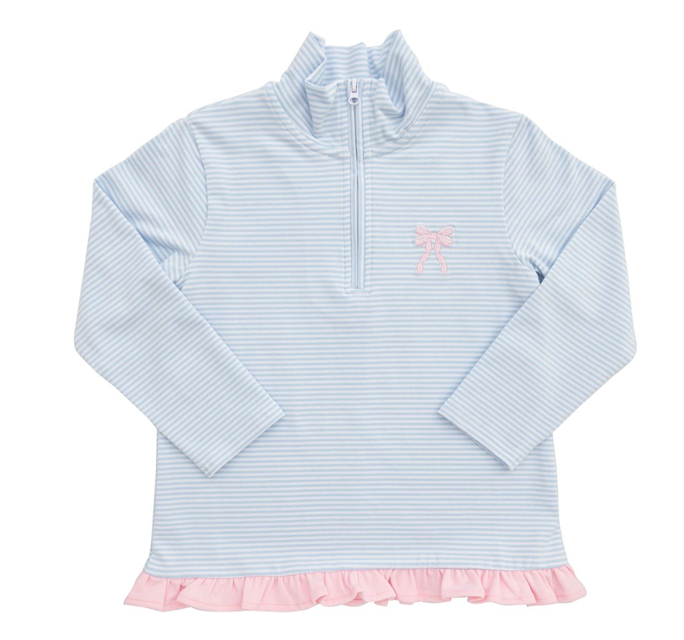 Ruffle Bow Quarter Zip Pullover - Itsy Bitsy