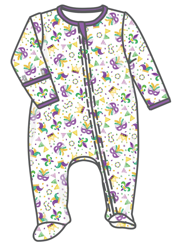 Mardi Gras Zipper Pajamas - Magnolia Baby