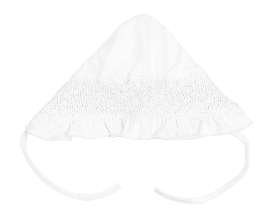 Smocked Cross Pima Bonnet - Magnolia Baby