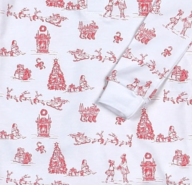 Girls Vintage Christmas Toile Footie - Baby Loren