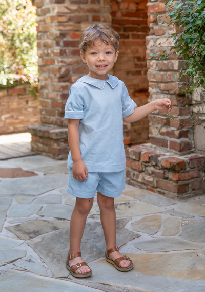 Baby Blue Corduroy Short Set - The Oaks Apparel