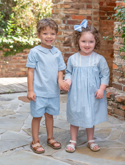 Baby Blue Corduroy Short Set - The Oaks Apparel