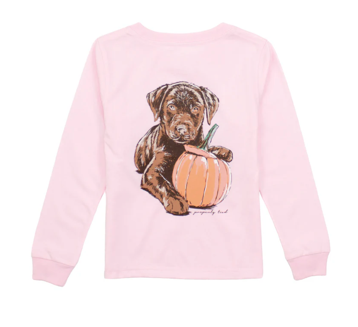 Girls Pumpkin Pup Pink L/S Tee - Properly Tied