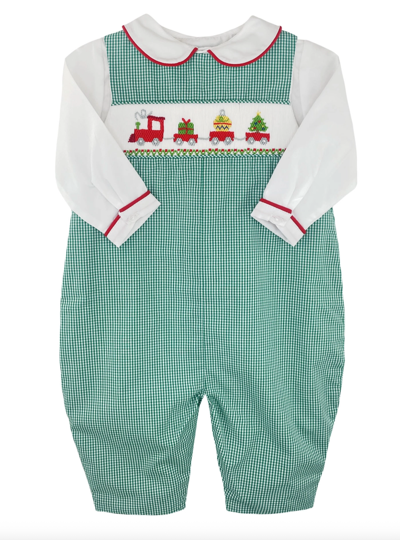 Smocked Christmas Train Longall Jon Jon - Petit Ami