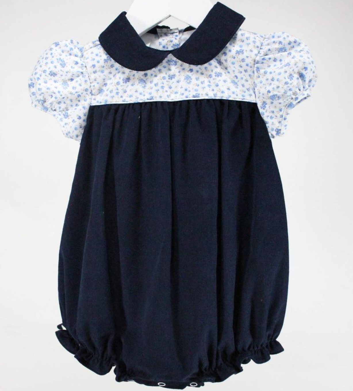Navy Floral Corduroy Bubble - Baby Blessings