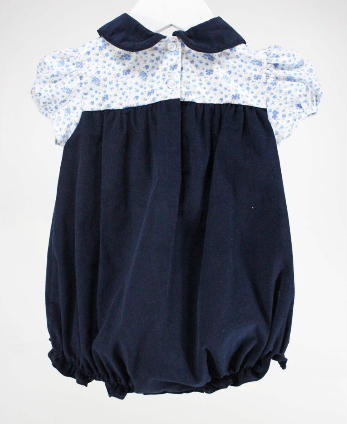 Navy Floral Corduroy Bubble - Baby Blessings