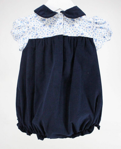 Navy Floral Corduroy Bubble - Baby Blessings