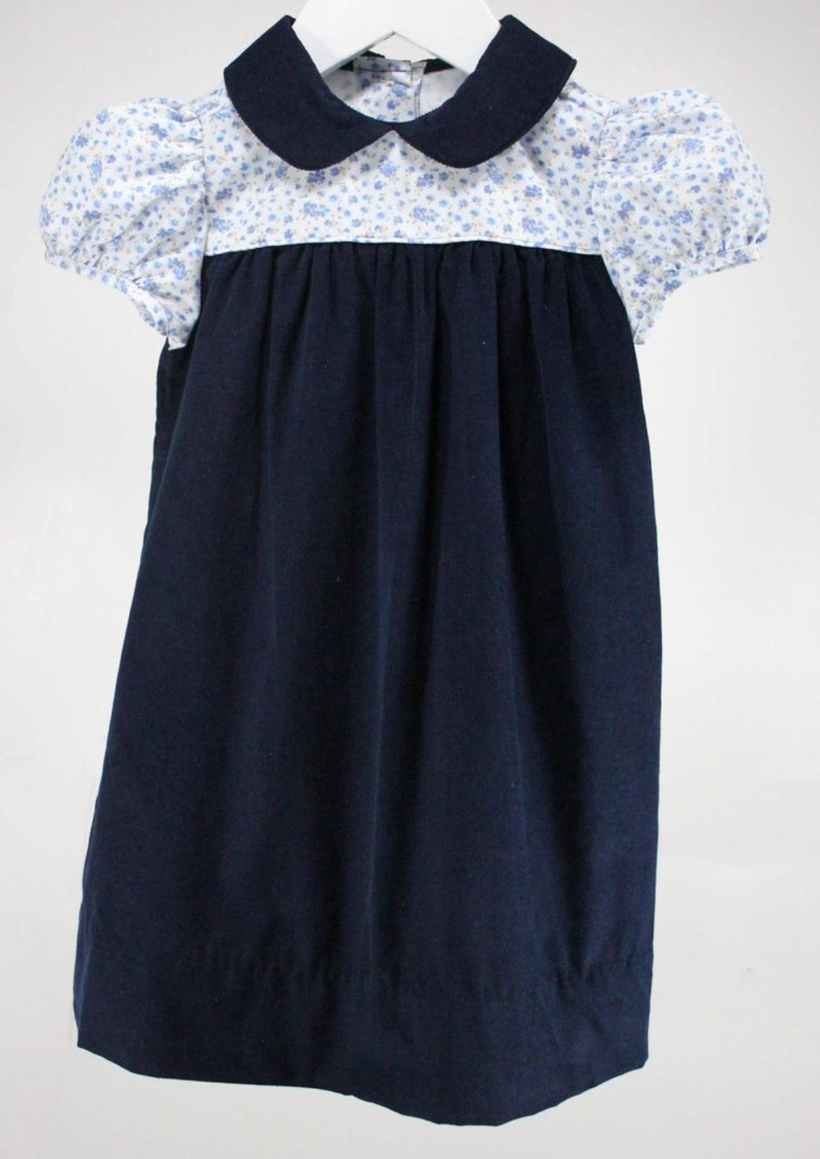 Navy Floral Corduroy Dress - Baby Blessings