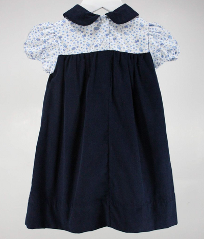 Navy Floral Corduroy Dress - Baby Blessings