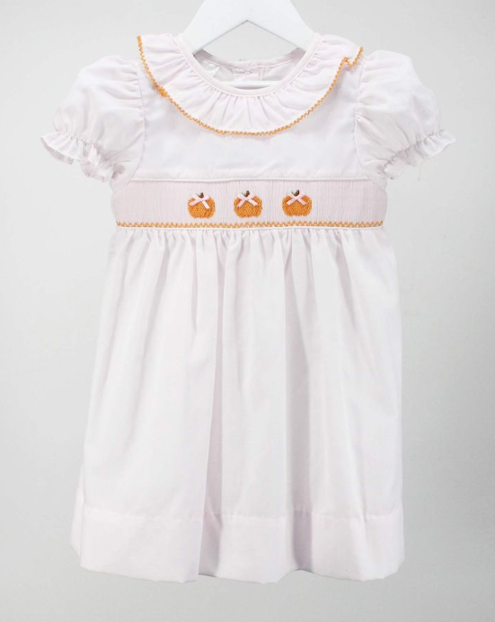 Smocked Pumpkins with Bow Dress - Baby Blessings