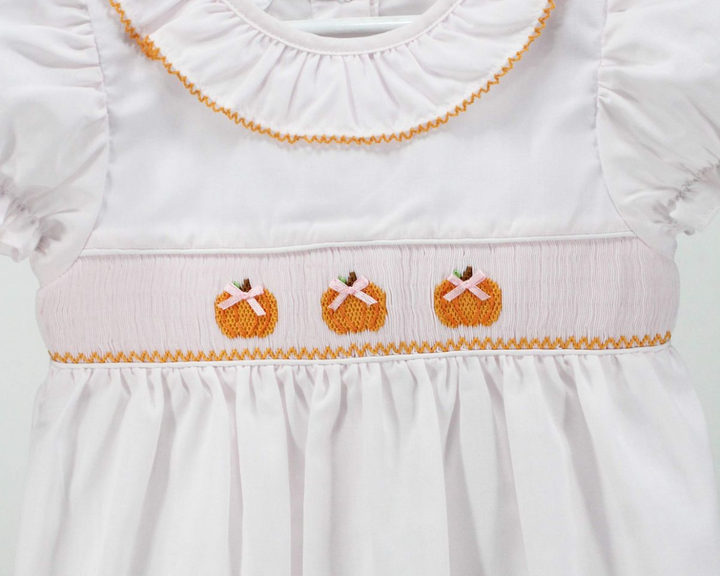 Smocked Pumpkins with Bow Dress - Baby Blessings