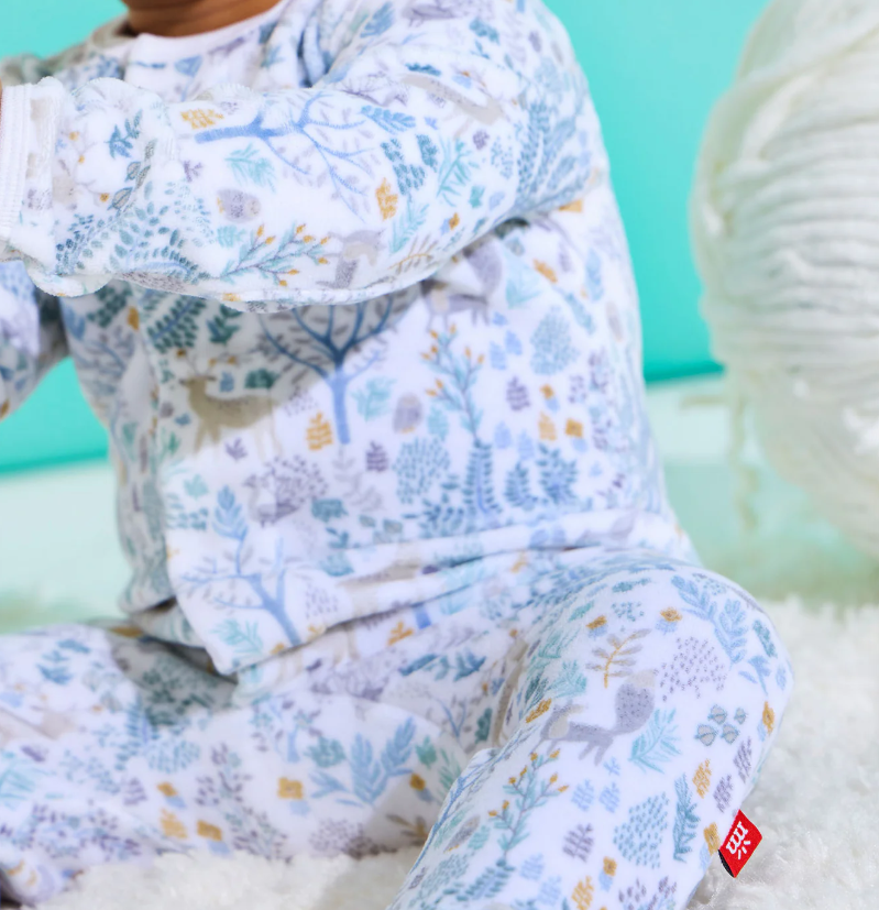Winter Forest Velour Footie - Magnetic Me