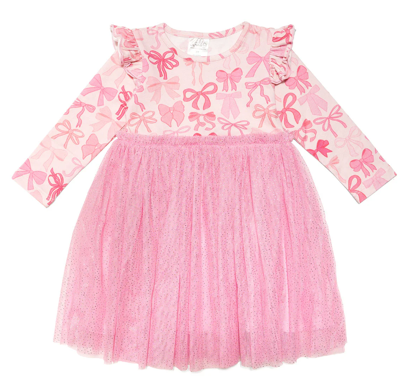 Coquette Bow Long Sleeve Tutu Dress -  Sweet Wink