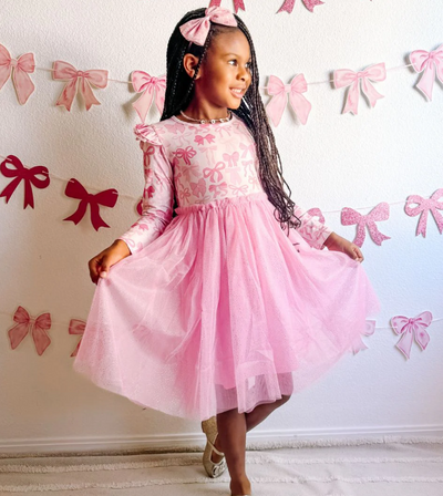 Coquette Bow Long Sleeve Tutu Dress -  Sweet Wink