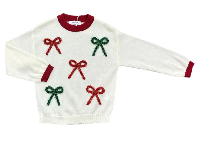 Christmas Bows Sweater - Lulu Bebe
