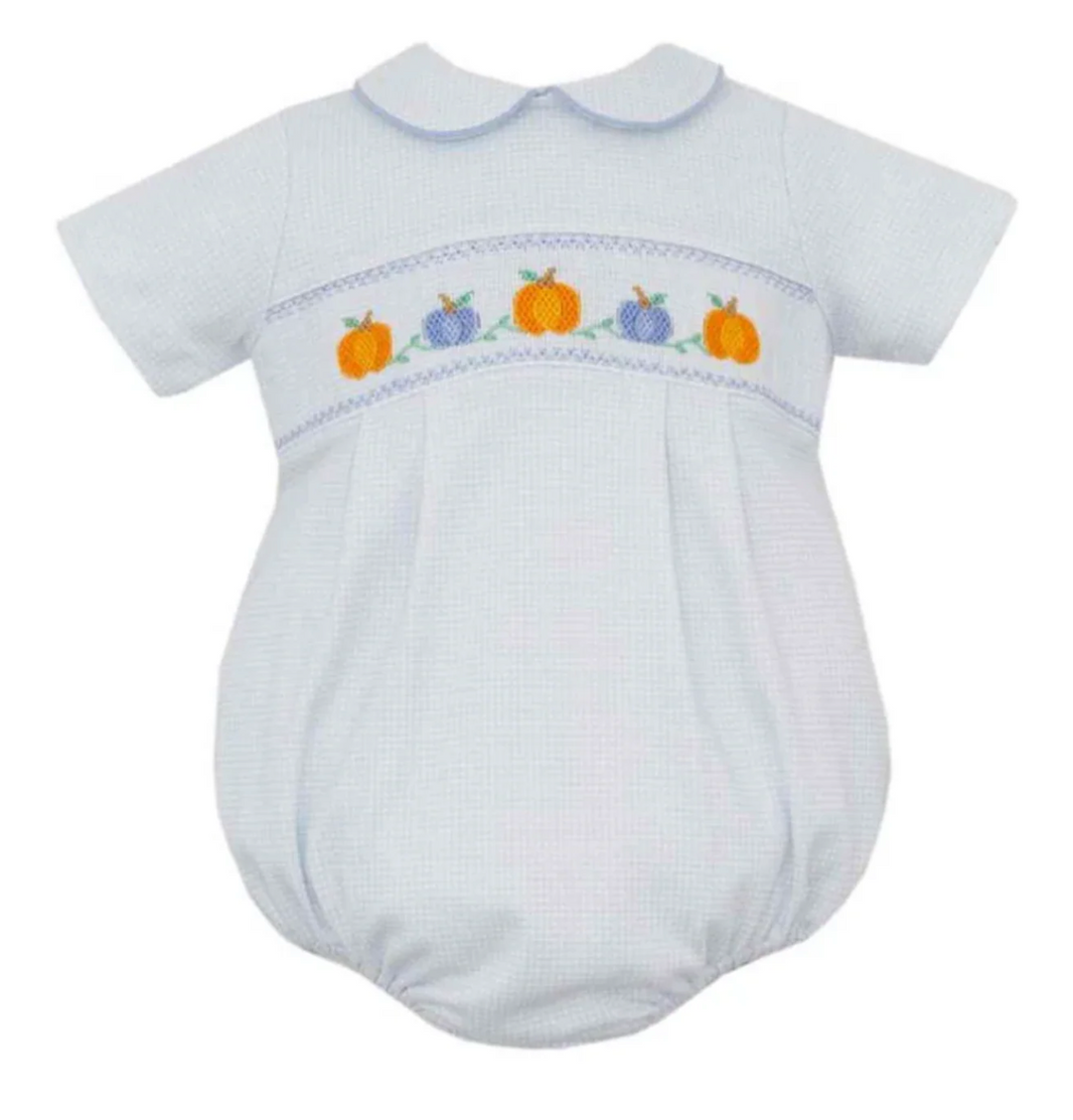 Boys Smocked Pumpkin Bubble - petit bébé