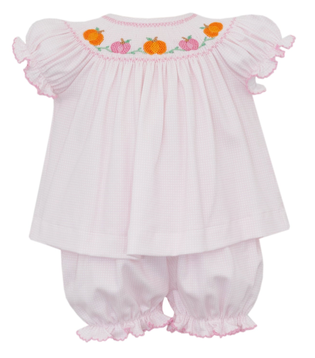 Pink Smocked Pumpkins Bloomer Set - petit bébé
