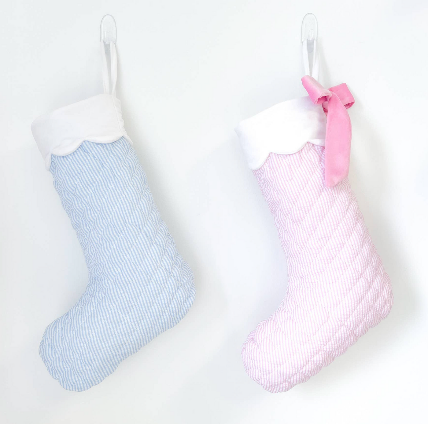 Quilted Seersucker Christmas Stockings - Bits & Bows