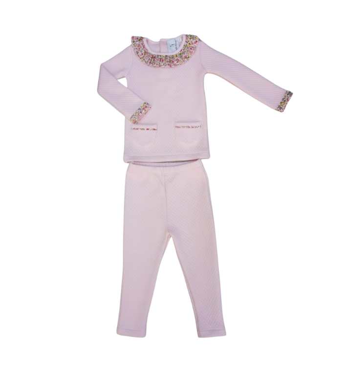 Pink Quilted Floral Pant Set - Maddie & Connor