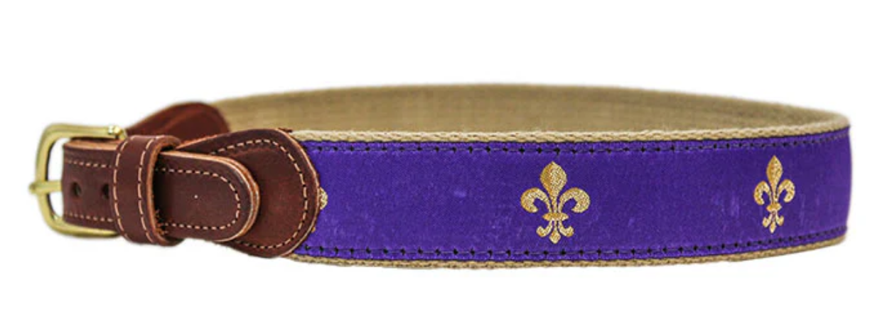 Purple & Gold Fleur De Lis Belt