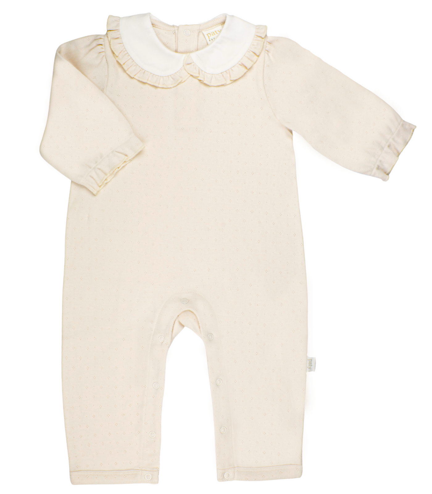 Girls Pointelle Knit Romper, Oatmeal - Paty