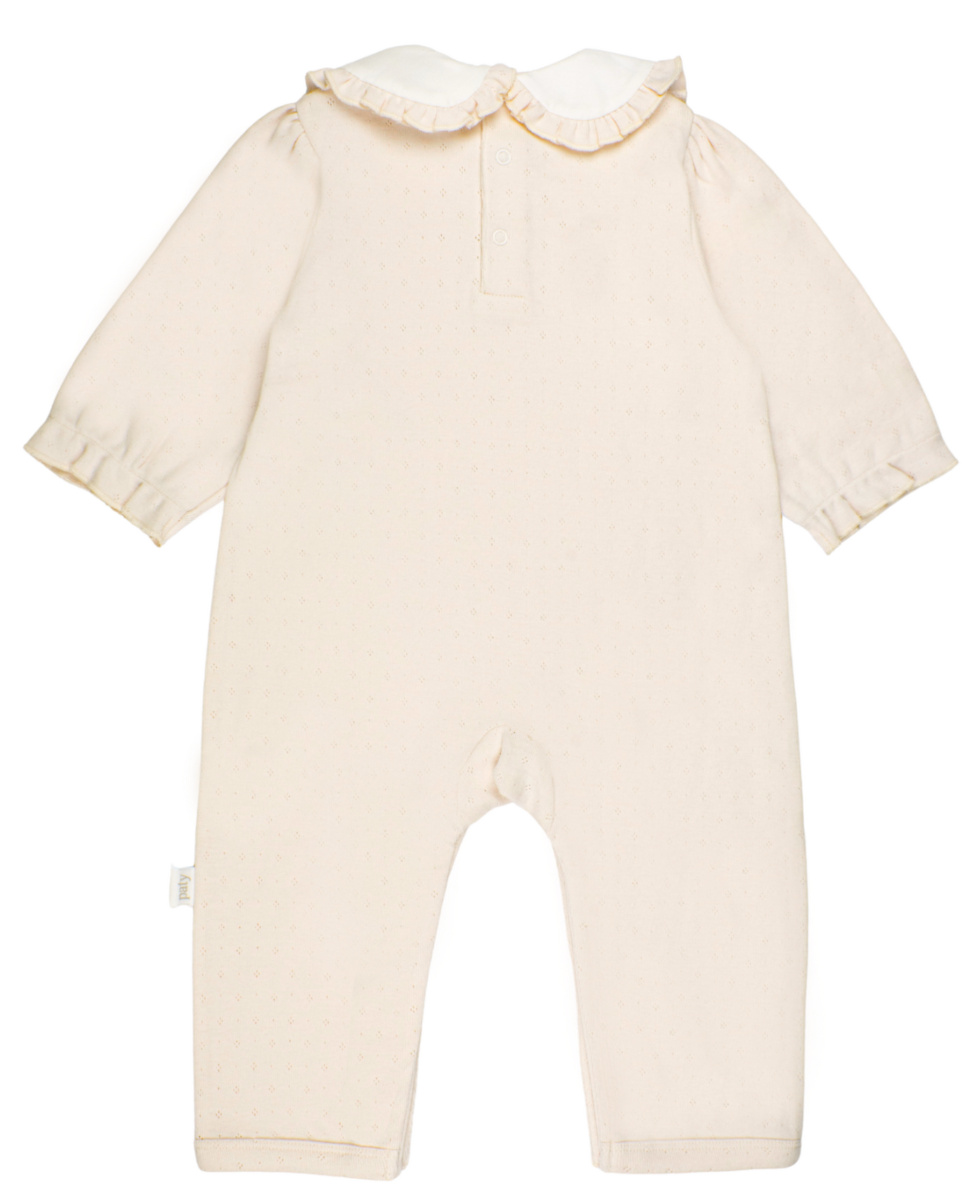 Girls Pointelle Knit Romper, Oatmeal - Paty