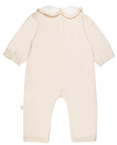 Girls Pointelle Knit Romper, Oatmeal - Paty