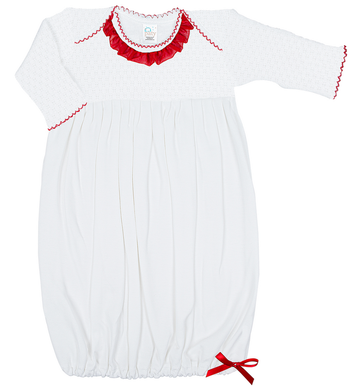 Red Chiffon Gown and Bonnet - Paty