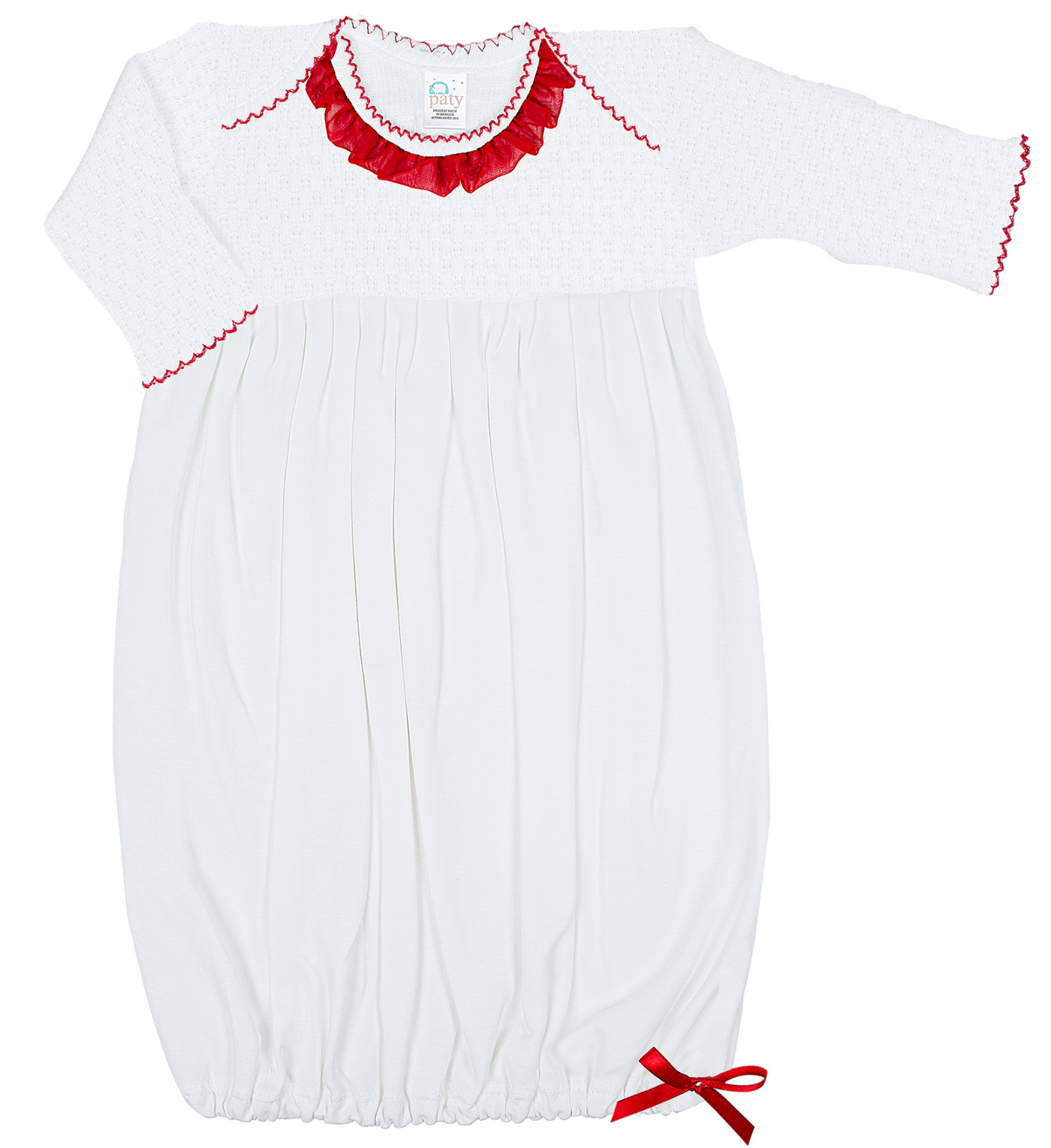 Red Chiffon Gown and Bonnet - Paty