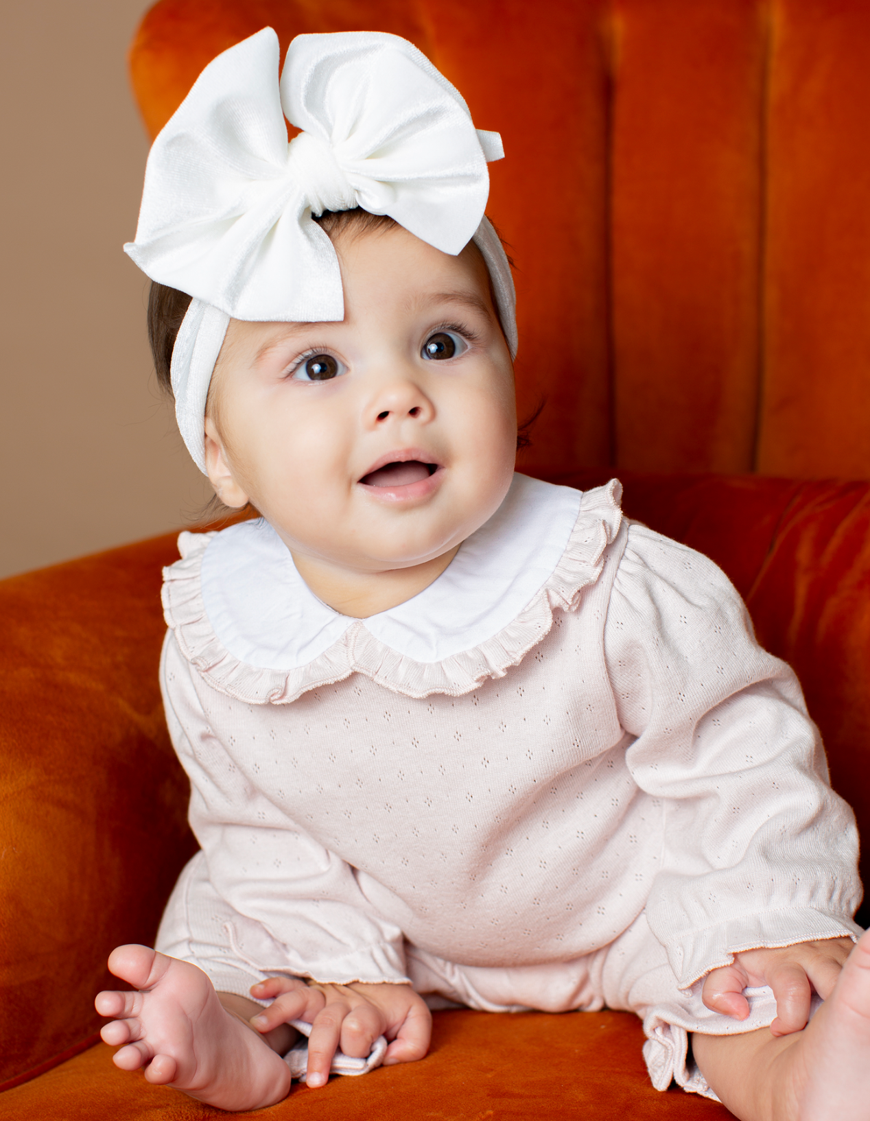Girls Pink Pointelle Knit Romper - Paty