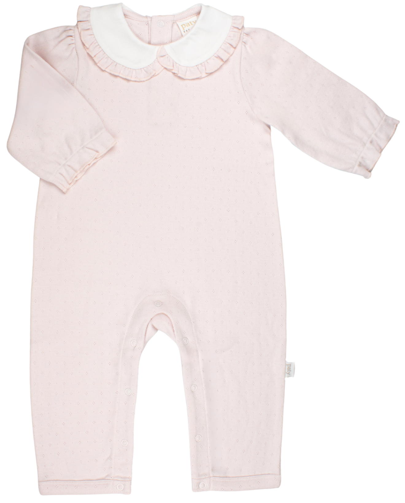 Girls Pink Pointelle Knit Romper - Paty
