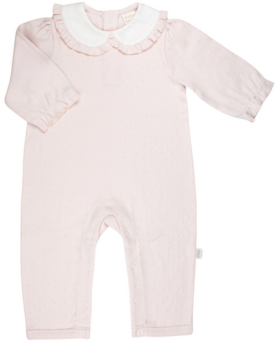 Girls Pink Pointelle Knit Romper - Paty