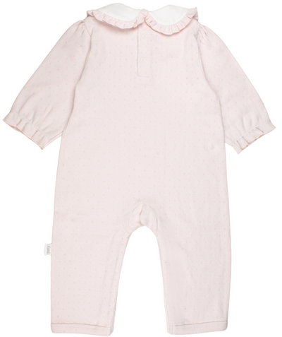 Girls Pink Pointelle Knit Romper - Paty