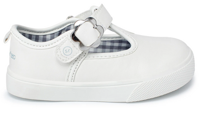 Floral Buckle White T-Strap Mary Janes - stride rite