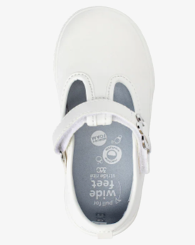 Floral Buckle White T-Strap Mary Janes - stride rite