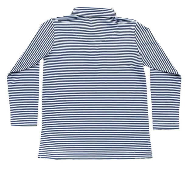 Navy Stripe L/S Performance Polo - Saltwater Boys
