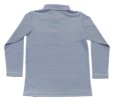 Navy Stripe L/S Performance Polo - Saltwater Boys