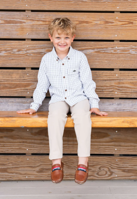 Olive & White Plaid Fishing Shirt - Saltwater Boys